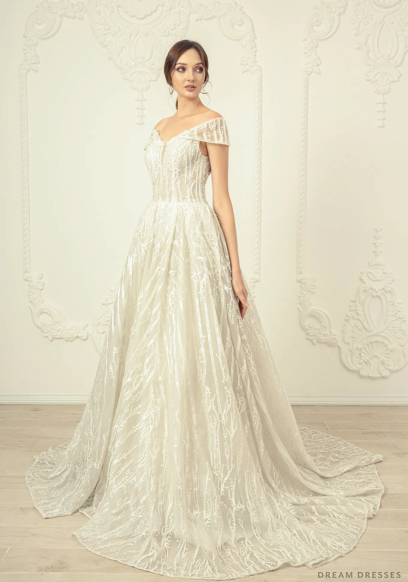 Lace Off Shoulder Wedding Dress (#Amadea)