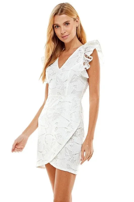 Lace Overlay White Dress