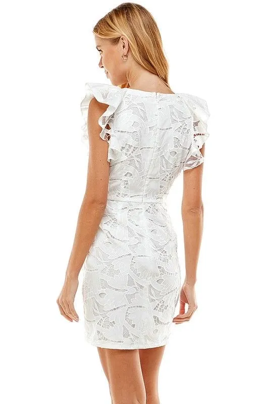 Lace Overlay White Dress