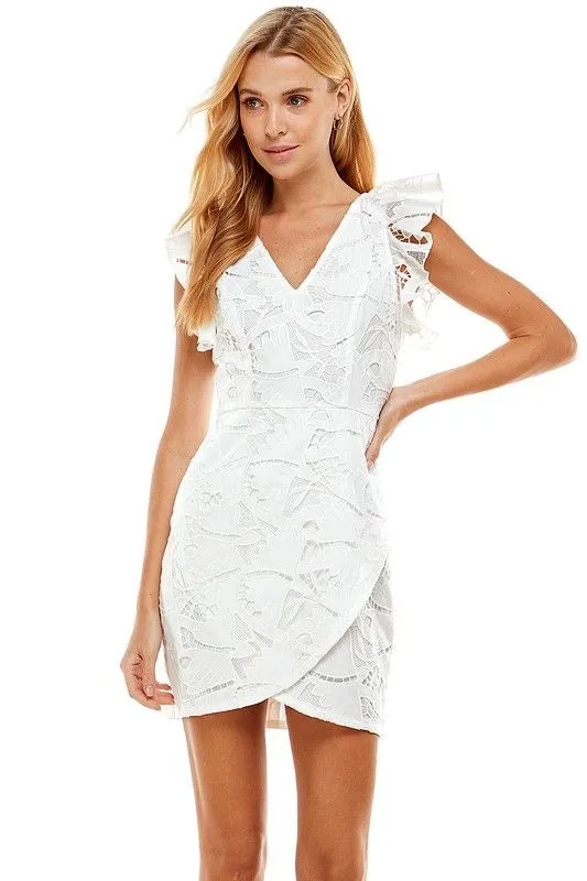 Lace Overlay White Dress