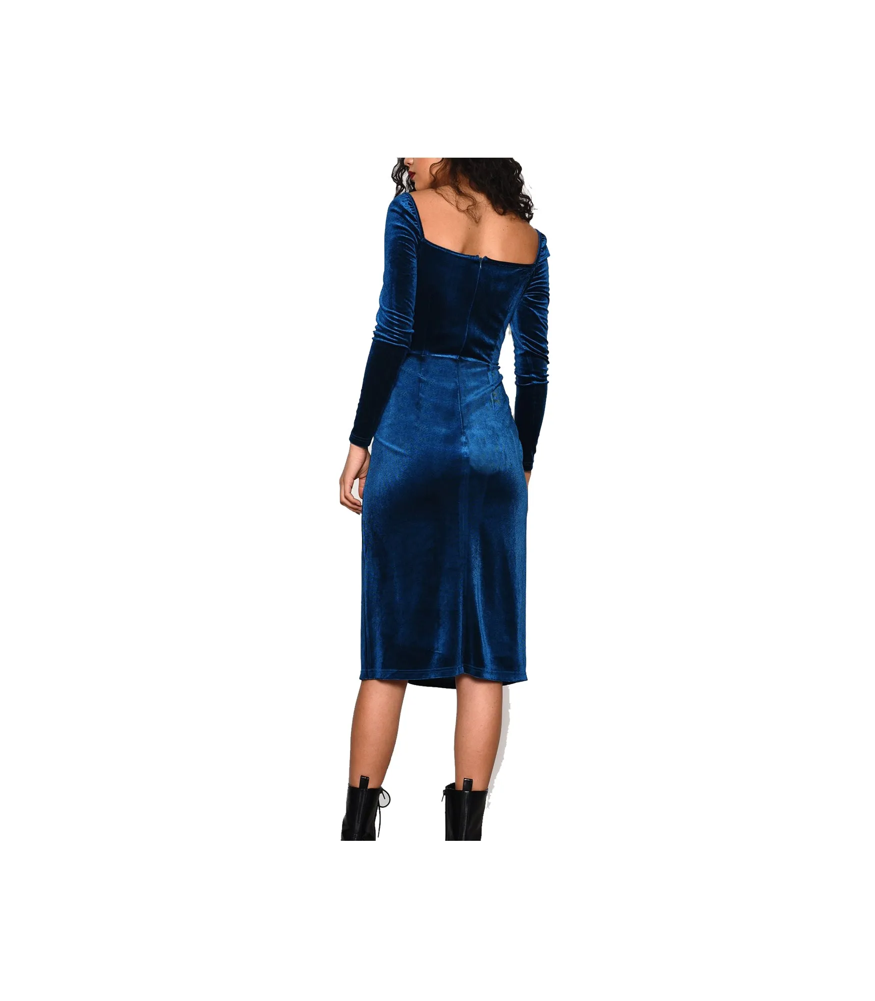 Ladies Dress - Dark Blue Velvet