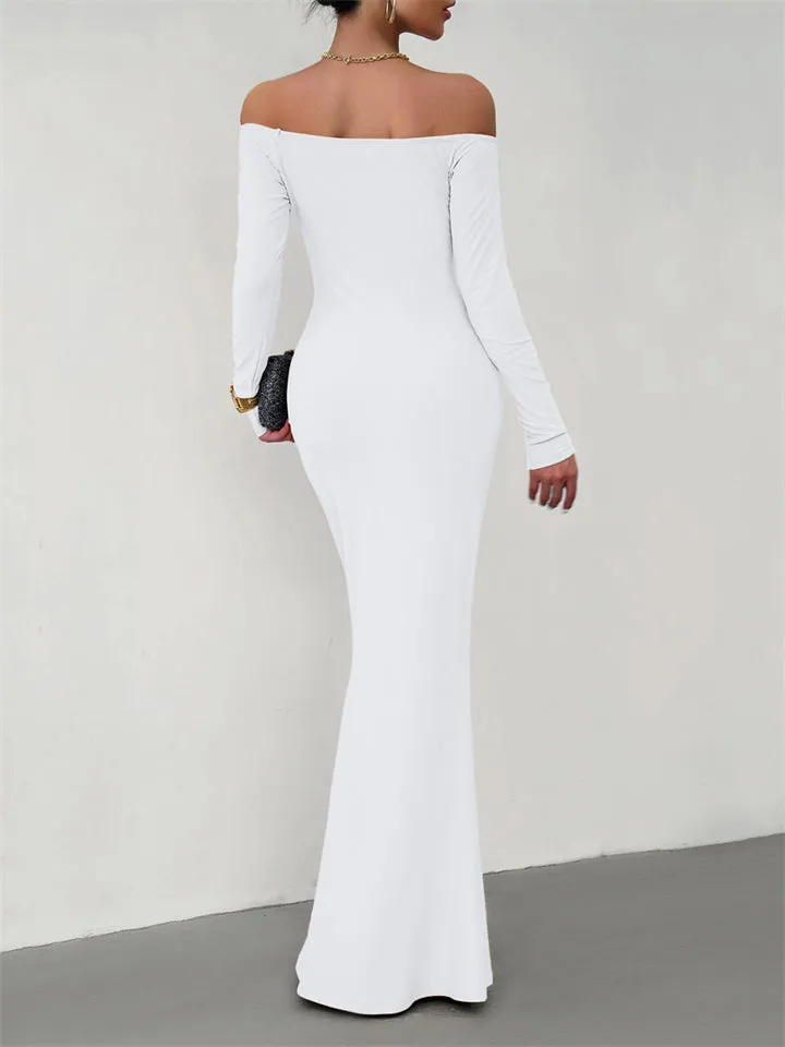 Ladies Elegant Slim Fit Sexy Off-shoulder Dresses