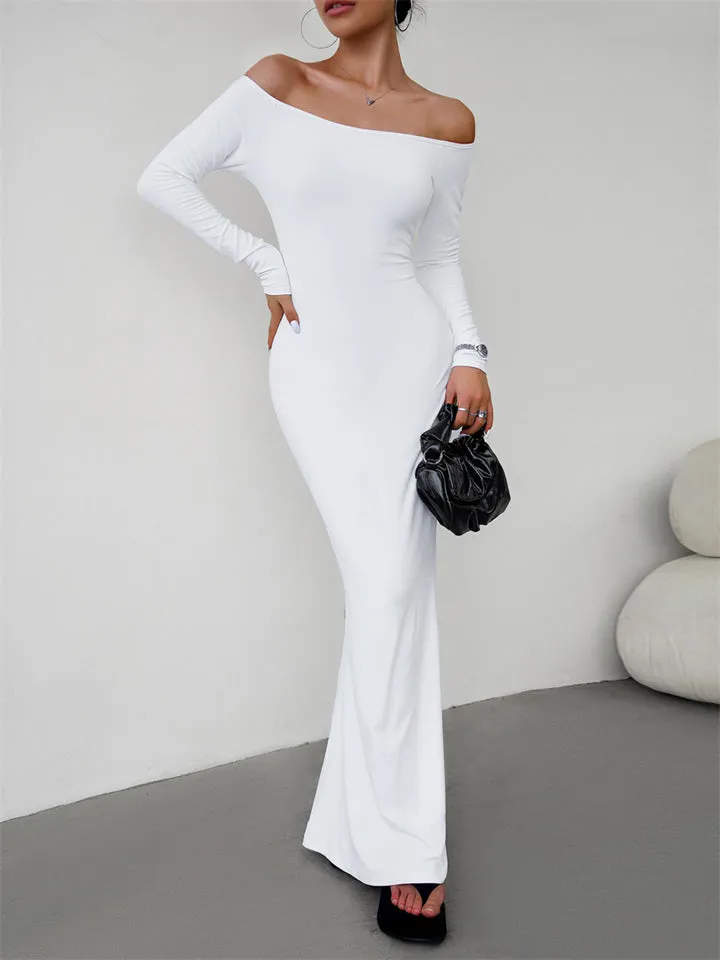 Ladies Elegant Slim Fit Sexy Off-shoulder Dresses