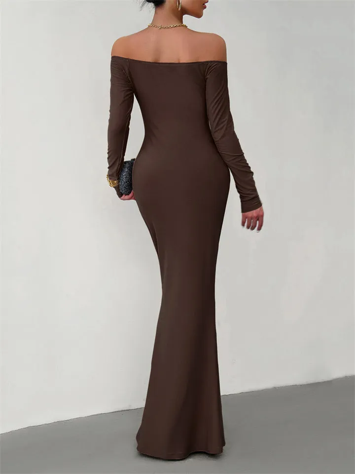 Ladies Elegant Slim Fit Sexy Off-shoulder Dresses