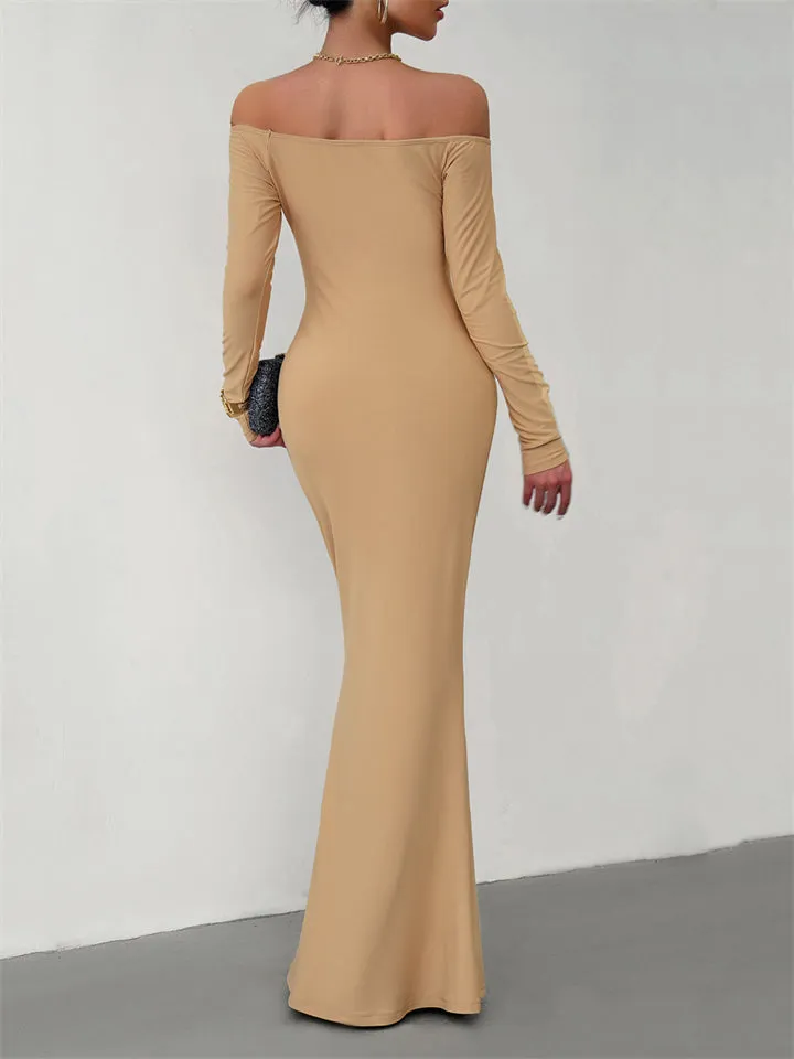 Ladies Elegant Slim Fit Sexy Off-shoulder Dresses