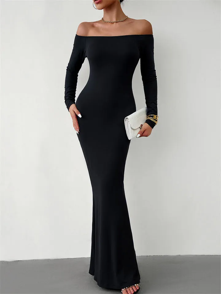 Ladies Elegant Slim Fit Sexy Off-shoulder Dresses