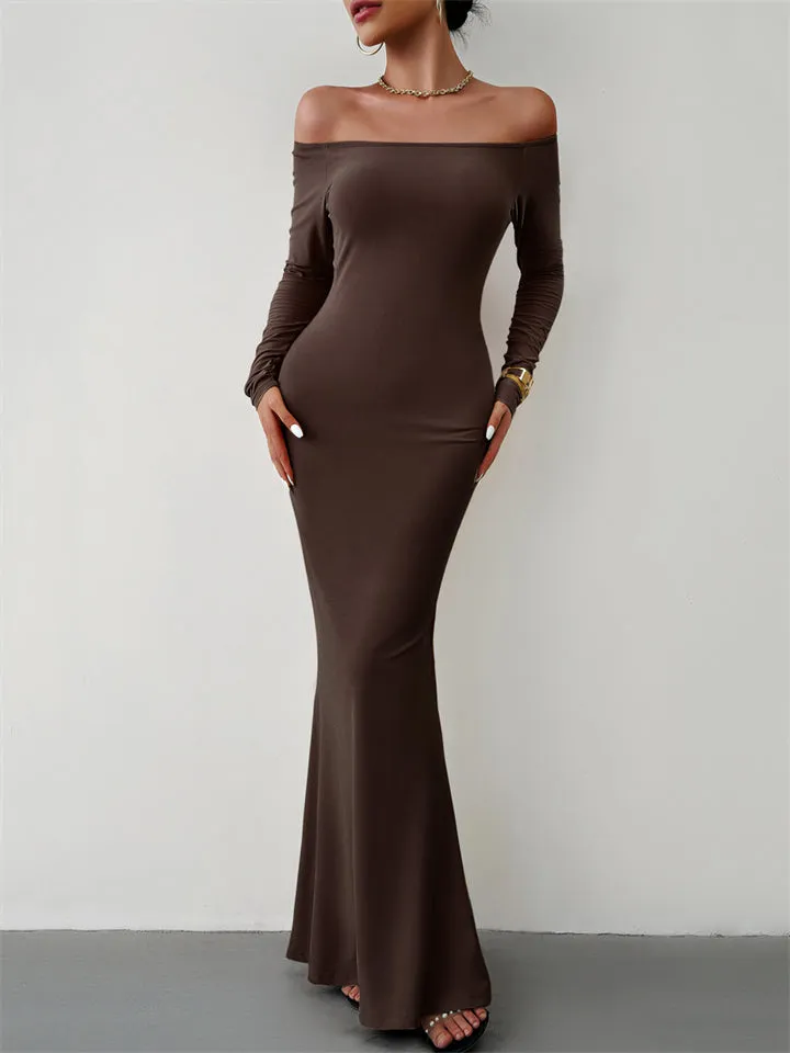 Ladies Elegant Slim Fit Sexy Off-shoulder Dresses