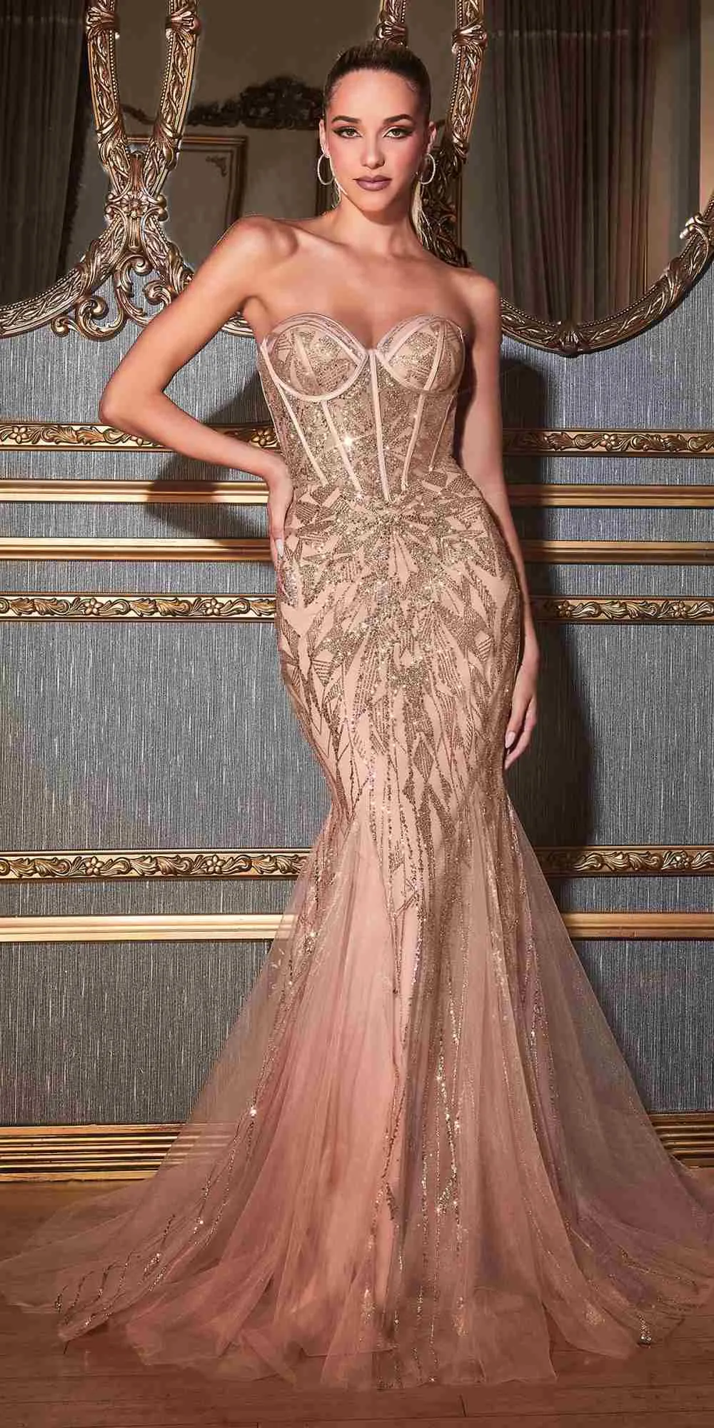 Ladivine CB116 Long Strapless Mermaid Gown
