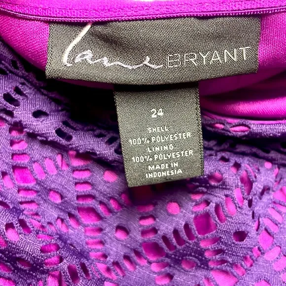 Lane Bryant Pink Purple Strapless Knee Length Crochet Overlay Belted Dress Sz 24