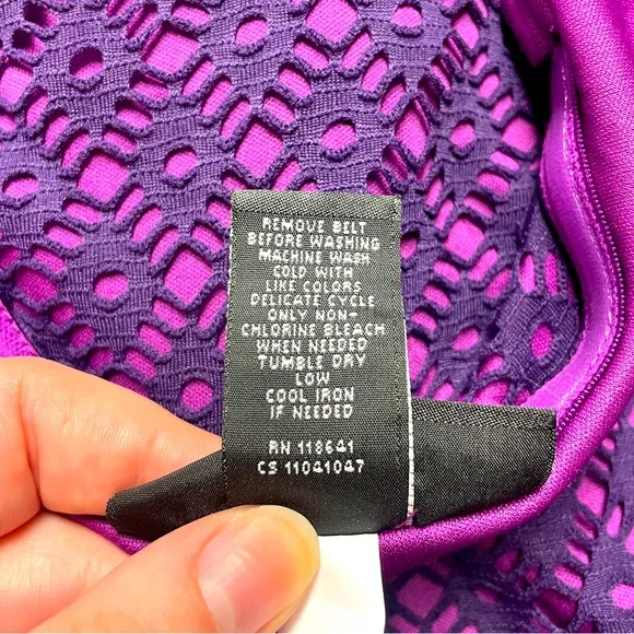 Lane Bryant Pink Purple Strapless Knee Length Crochet Overlay Belted Dress Sz 24