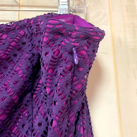 Lane Bryant Pink Purple Strapless Knee Length Crochet Overlay Belted Dress Sz 24