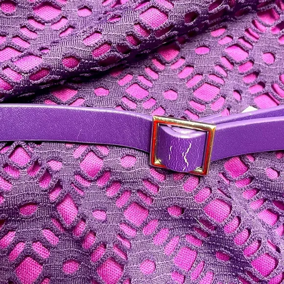 Lane Bryant Pink Purple Strapless Knee Length Crochet Overlay Belted Dress Sz 24
