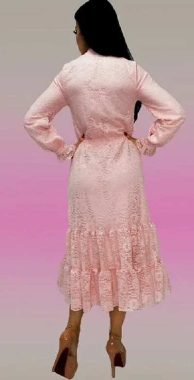Lantern Sleeve Lace Dress