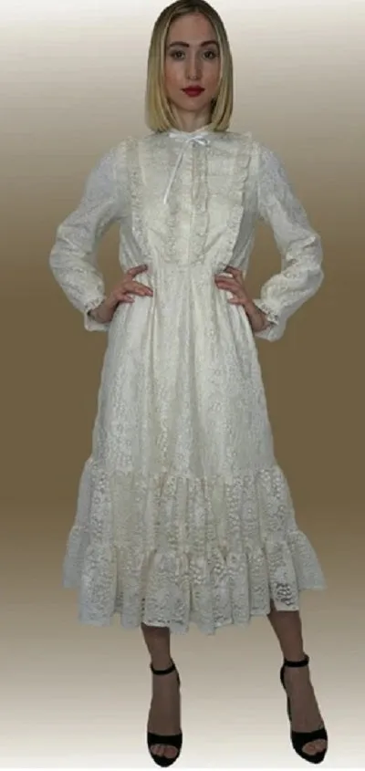 Lantern Sleeve Lace Dress