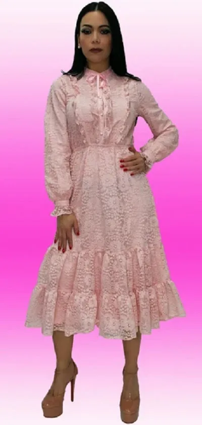 Lantern Sleeve Lace Dress