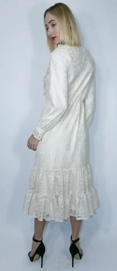 Lantern Sleeve Lace Dress