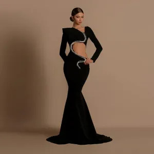 Long Sleeve Fishtail Maxi Dress KLYF1354