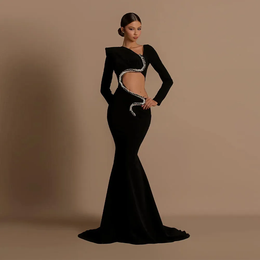 Long Sleeve Fishtail Maxi Dress KLYF1354
