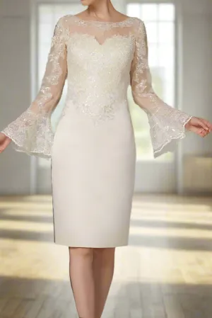 Luxurious Jewel Neck Knee Length Mother of the Bride Dress