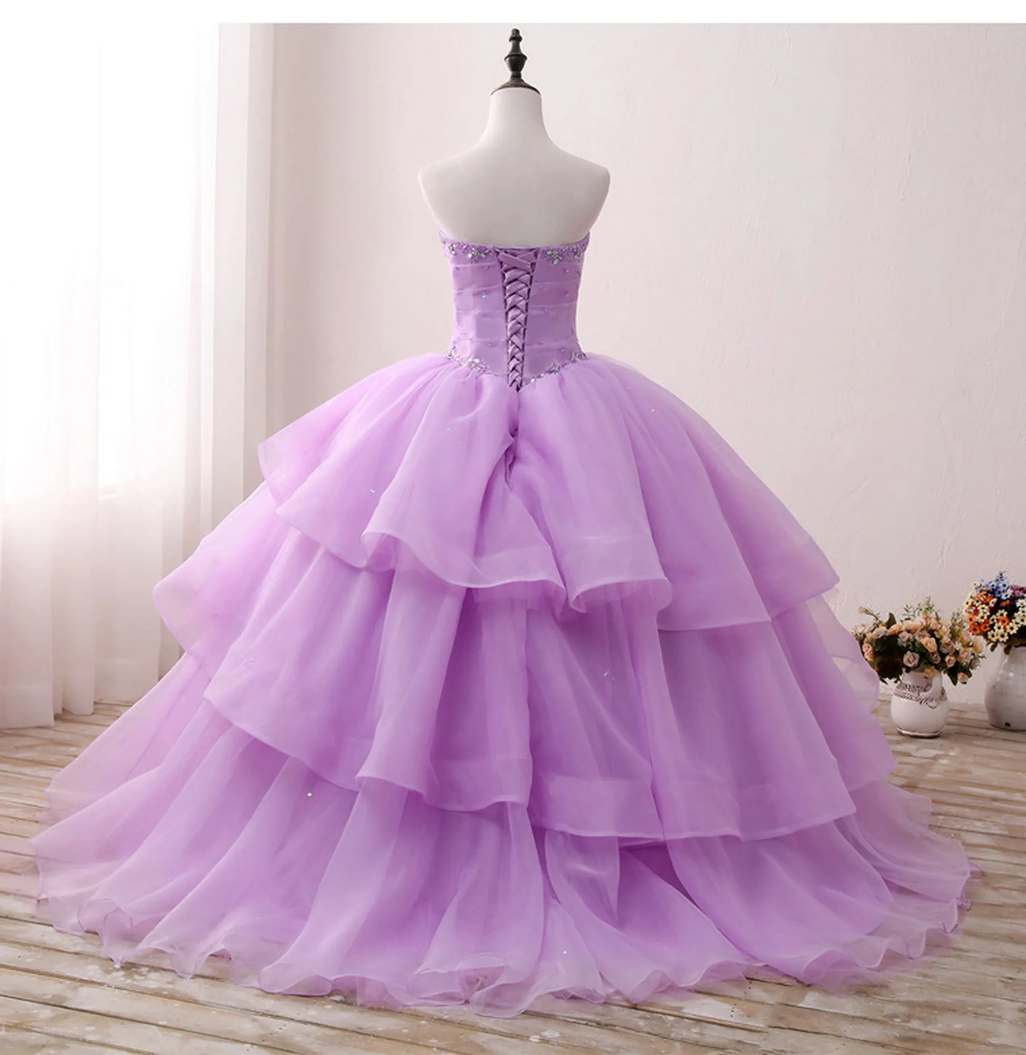 Luxury Beaded Sequin Quinceañera and Evening Party Dress
