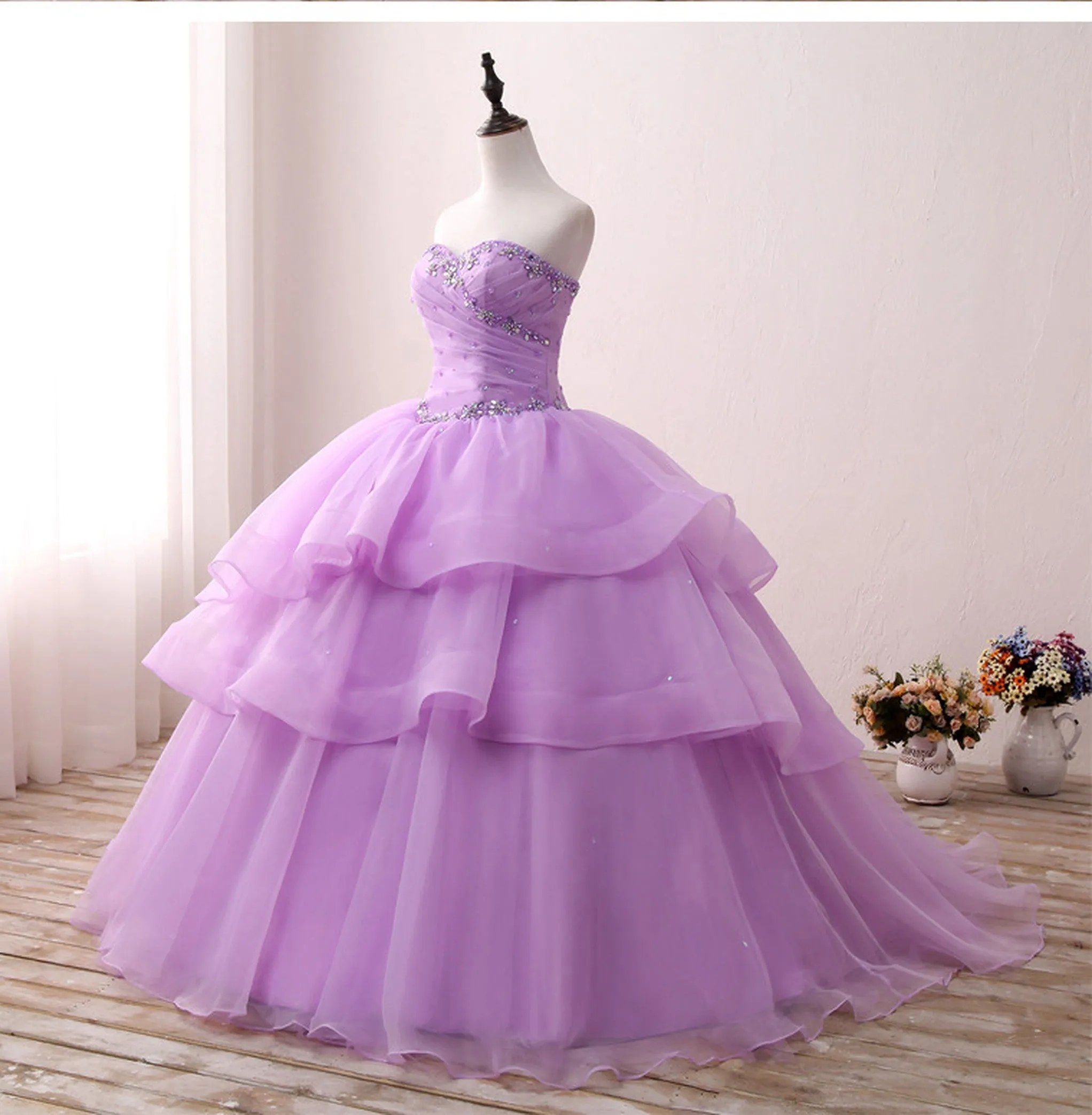 Luxury Beaded Sequin Quinceañera and Evening Party Dress