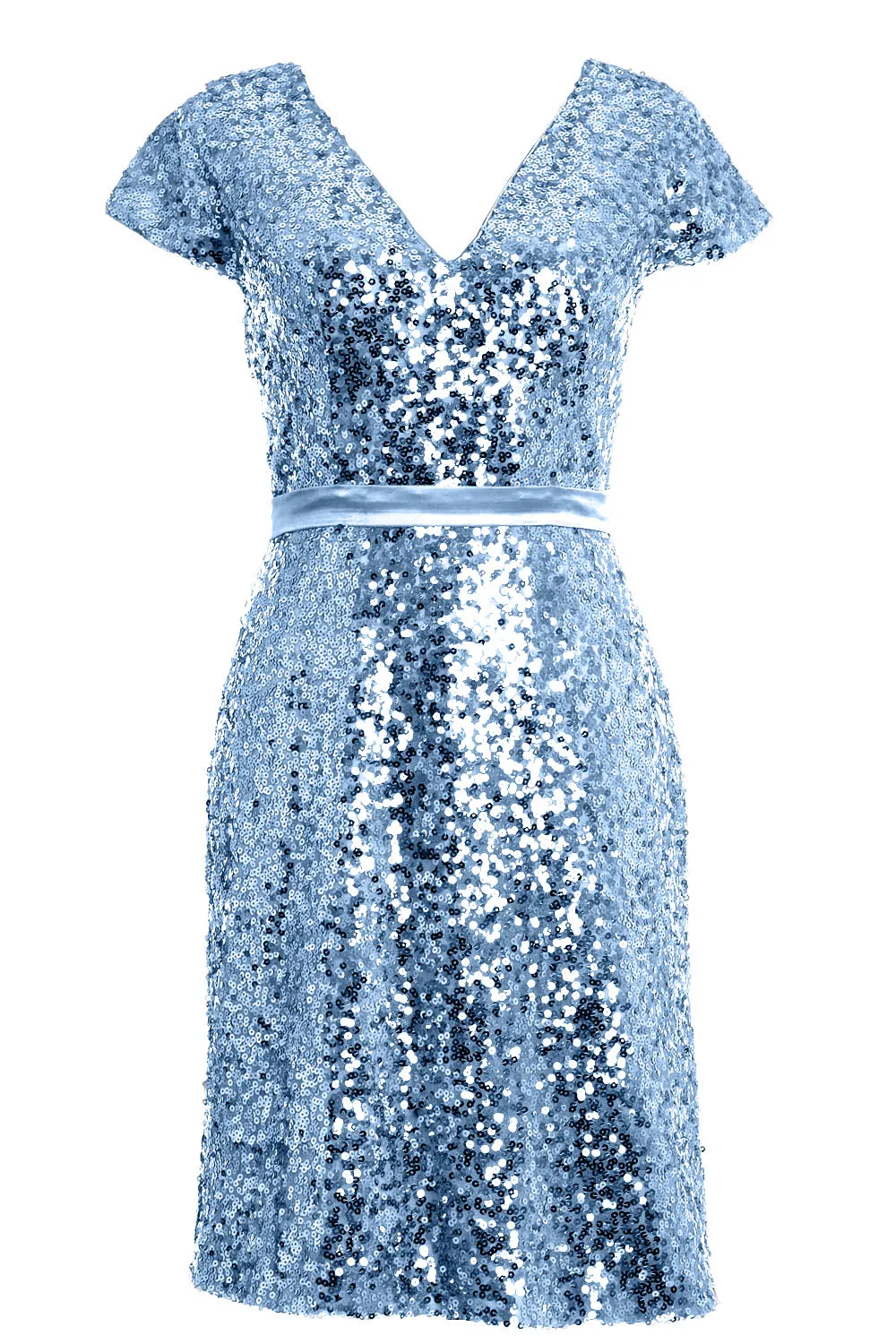 MACloth Elegant Cap Sleeve Sequin Bridesmiad Dress Cocktail Party Dresses LBD