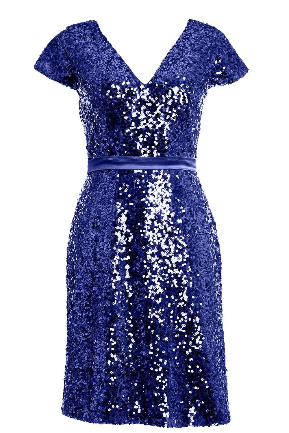 MACloth Elegant Cap Sleeve Sequin Bridesmiad Dress Cocktail Party Dresses LBD
