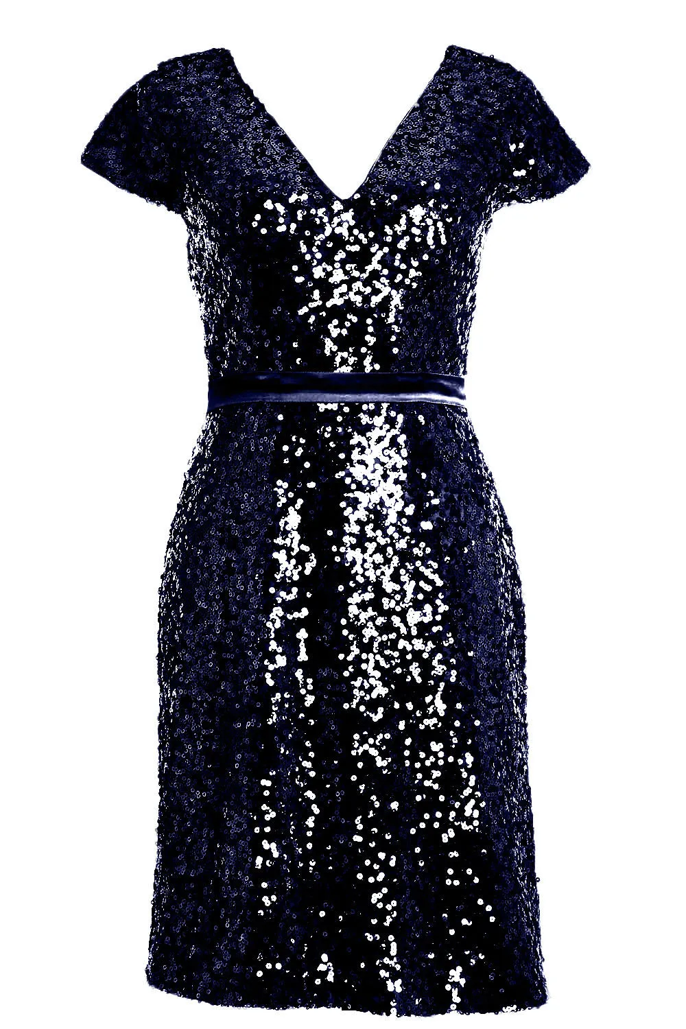 MACloth Elegant Cap Sleeve Sequin Bridesmiad Dress Cocktail Party Dresses LBD