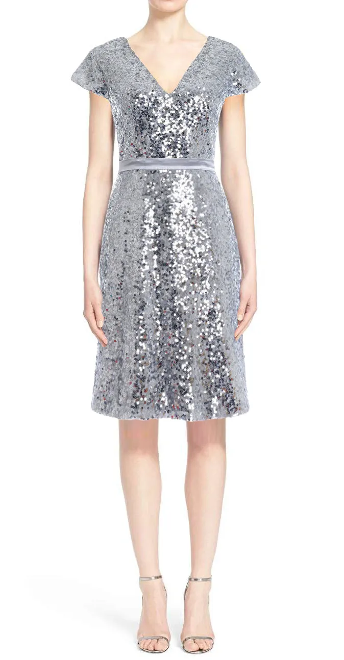 MACloth Elegant Cap Sleeve Sequin Bridesmiad Dress Cocktail Party Dresses LBD