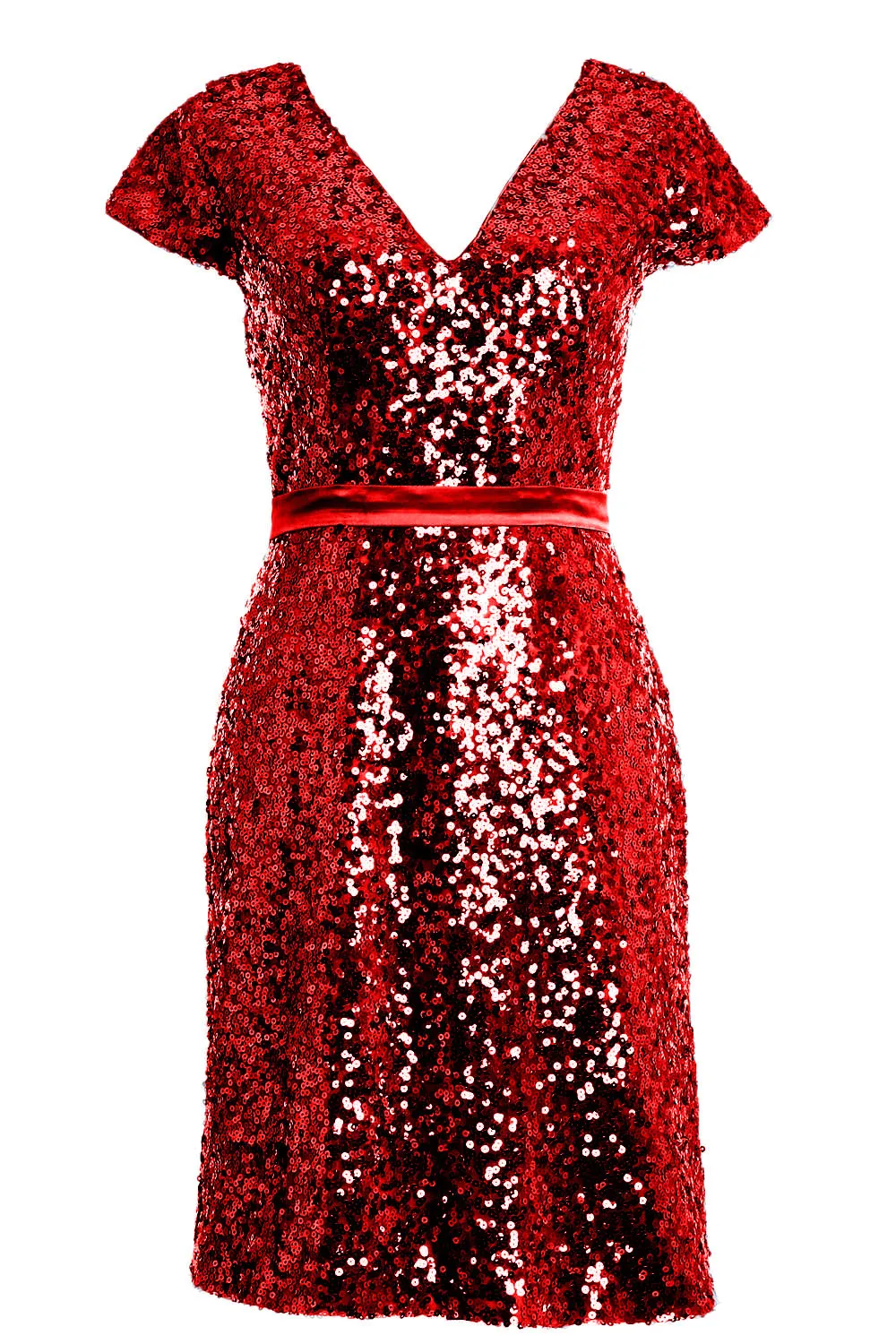 MACloth Elegant Cap Sleeve Sequin Bridesmiad Dress Cocktail Party Dresses LBD