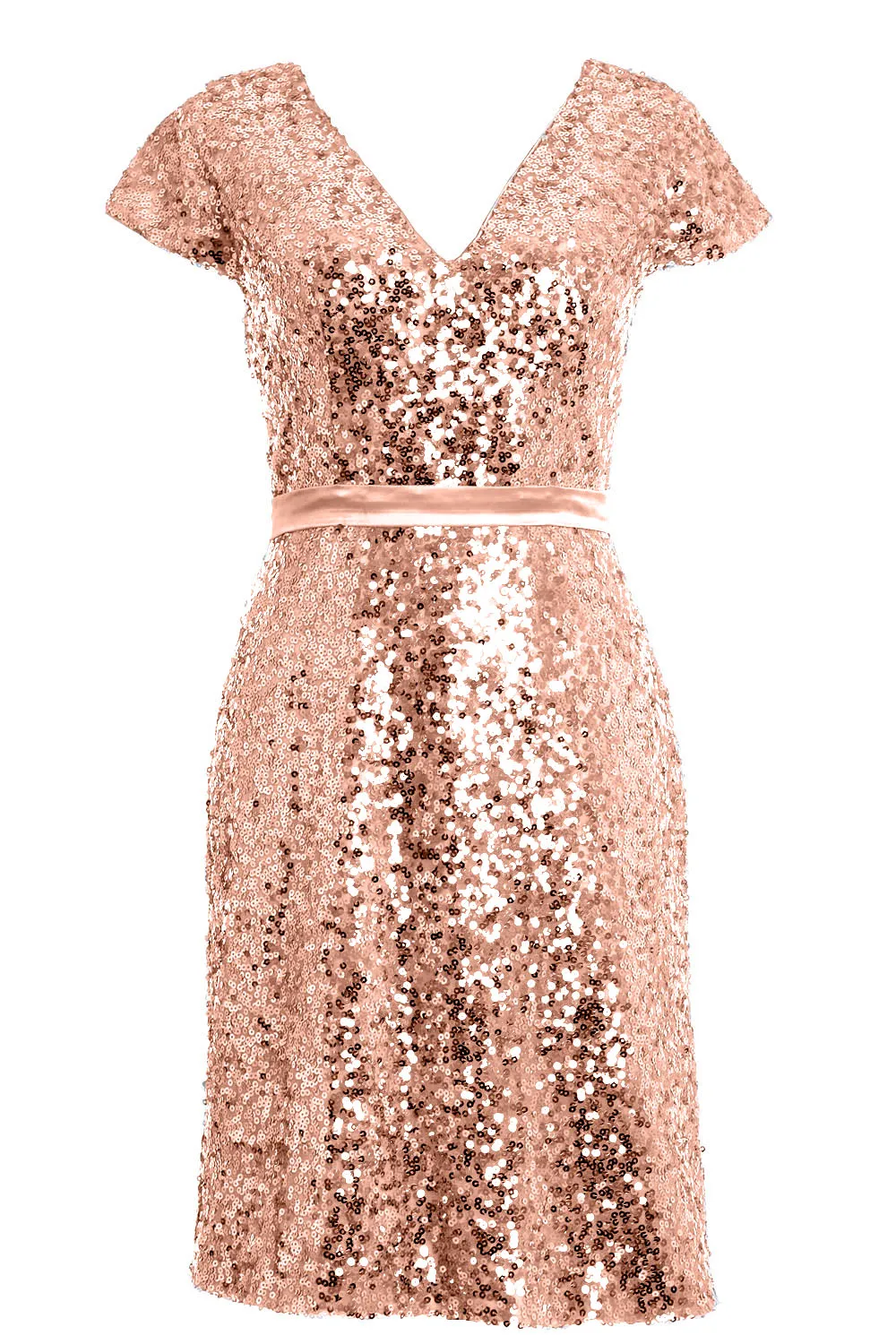 MACloth Elegant Cap Sleeve Sequin Bridesmiad Dress Cocktail Party Dresses LBD