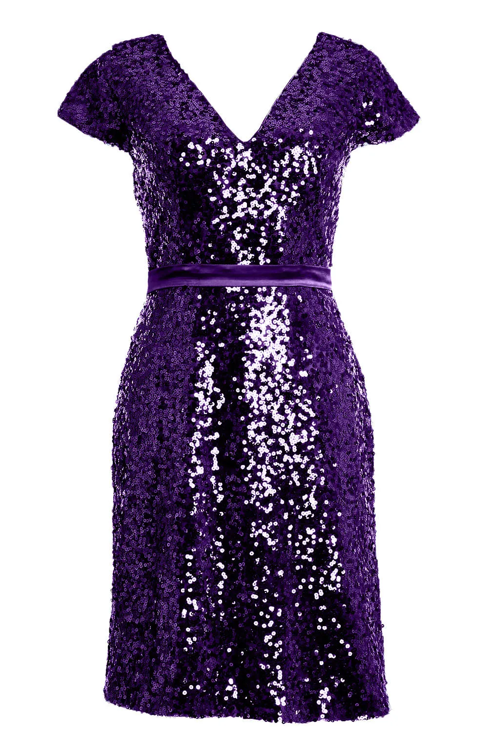 MACloth Elegant Cap Sleeve Sequin Bridesmiad Dress Cocktail Party Dresses LBD