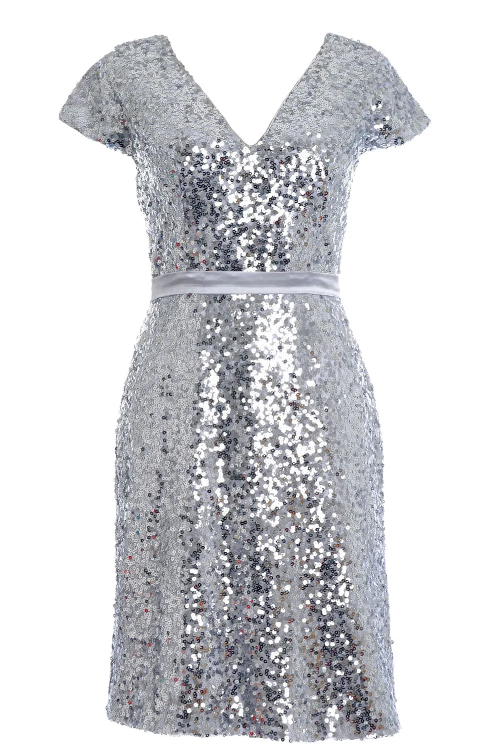 MACloth Elegant Cap Sleeve Sequin Bridesmiad Dress Cocktail Party Dresses LBD