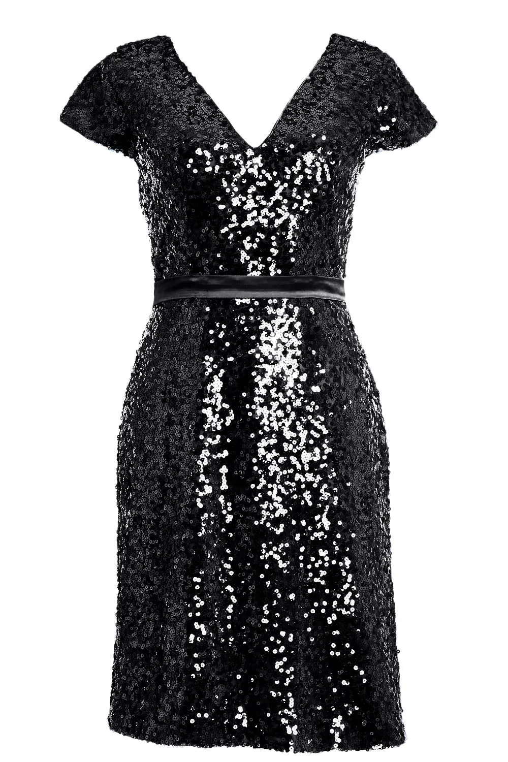 MACloth Elegant Cap Sleeve Sequin Bridesmiad Dress Cocktail Party Dresses LBD