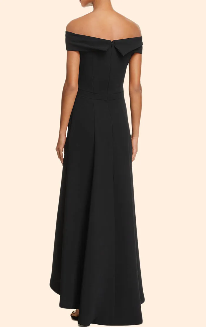 MACloth Off the Shoulder High Low Prom Dress Black Formal Evening Gown