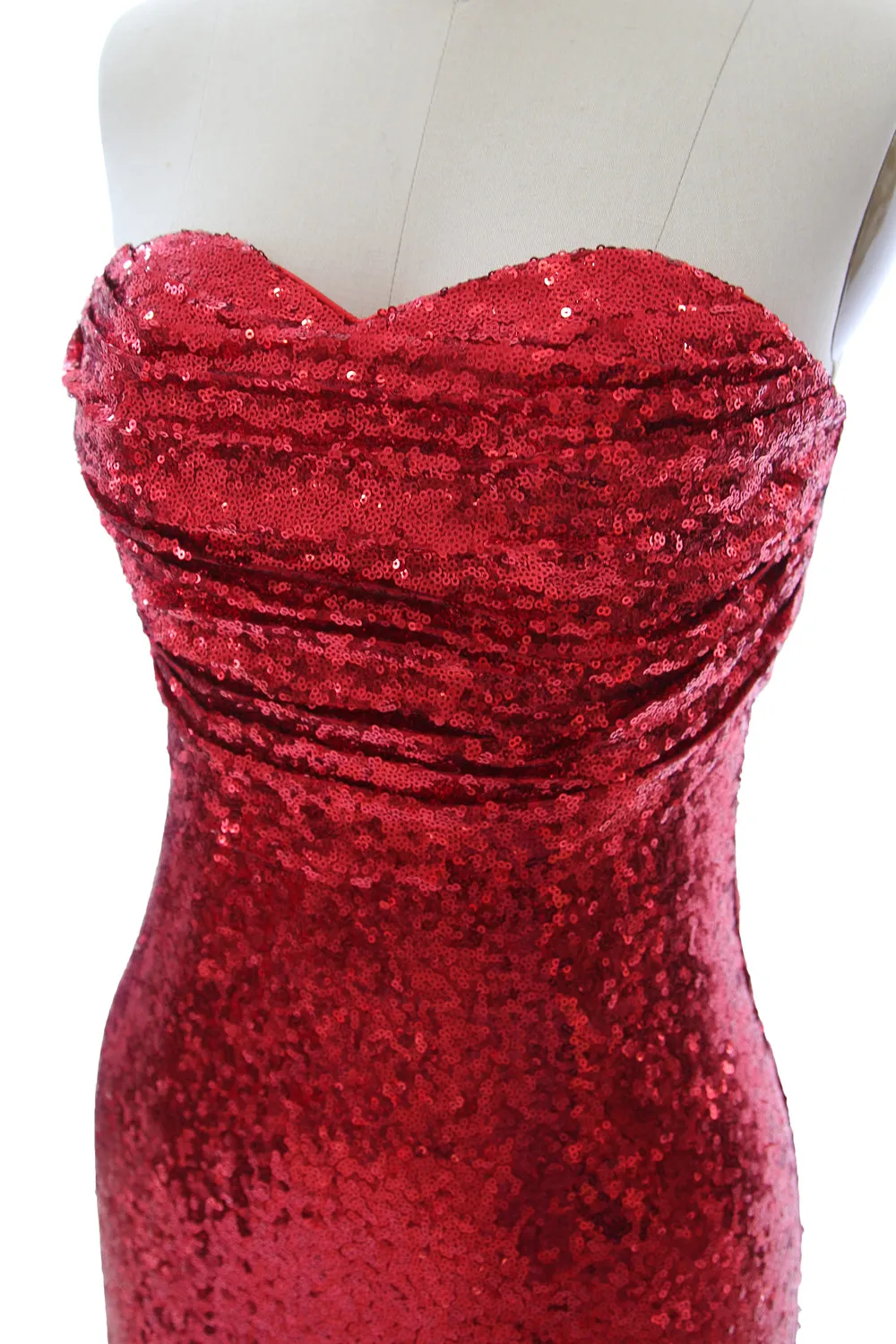 MACloth Sequin Prom Dresses Mermaid Strapless Formal Evening Gown with Split