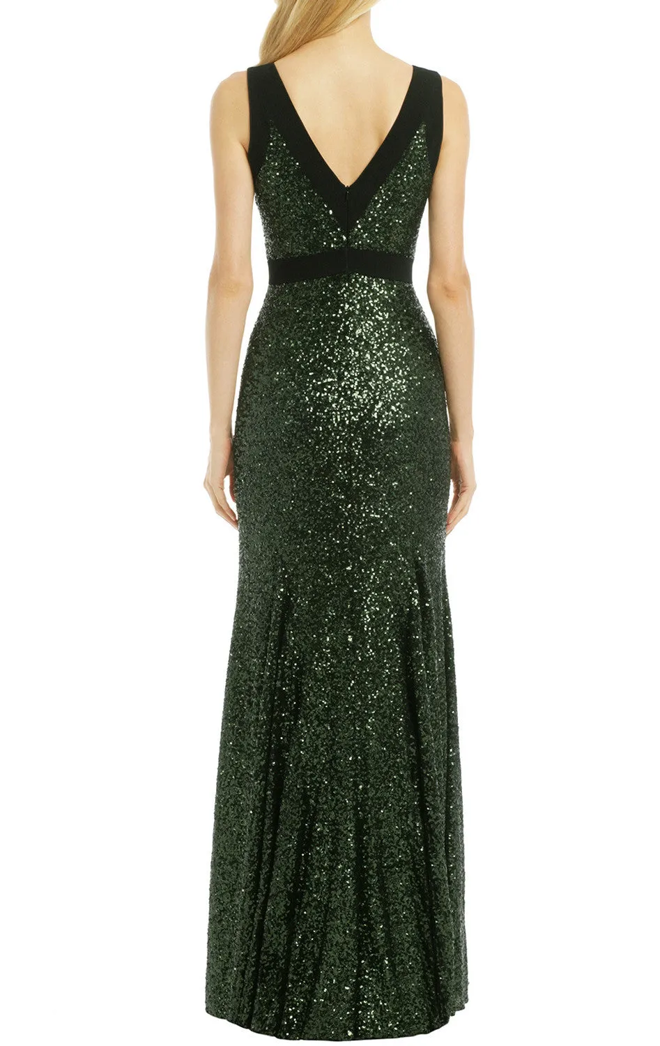 MACloth Sheath O Neck Sequin Long Formal Dress Simple Prom Gown