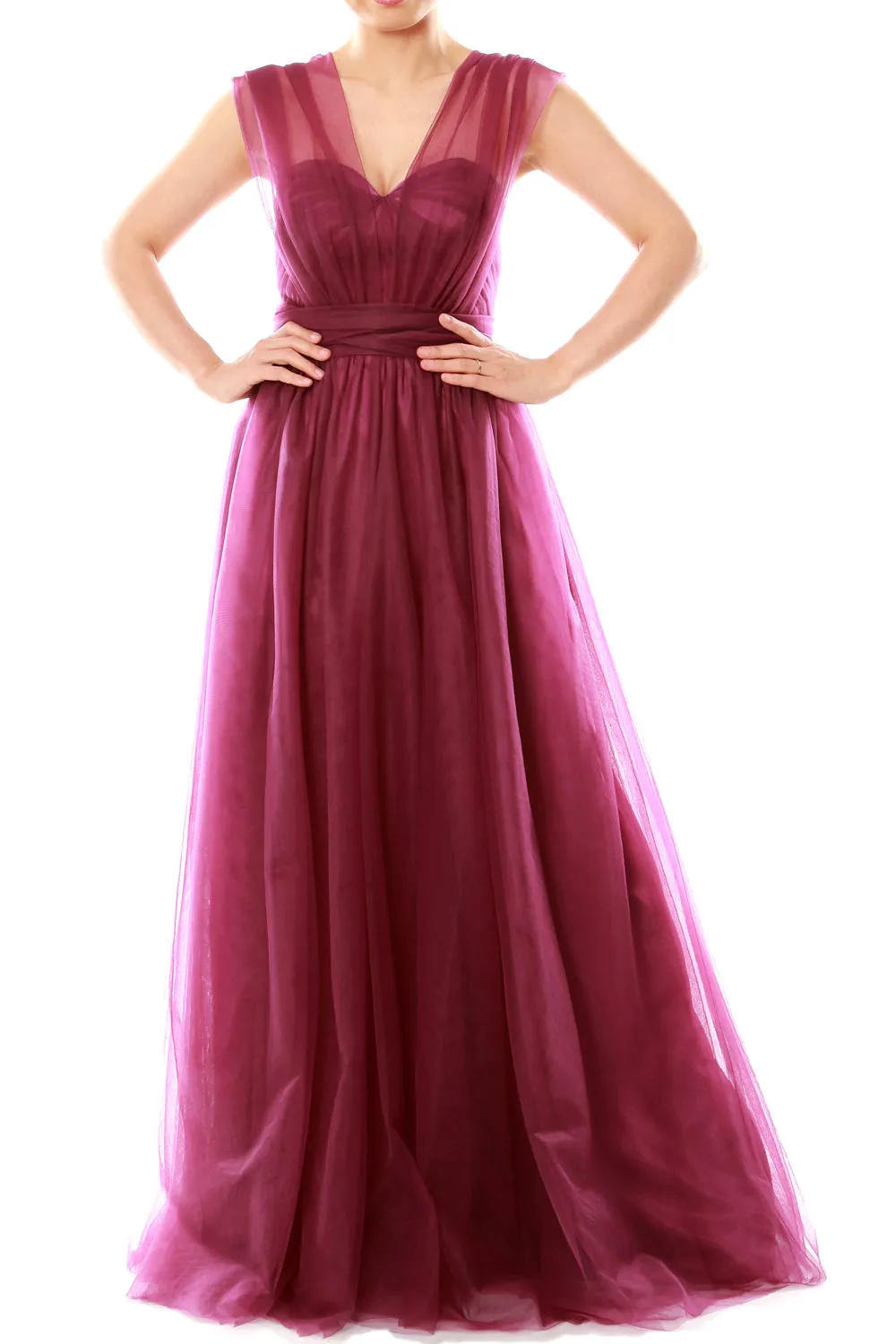 MACloth Women Flowy Sweetheart Convertible Long Wedding Party Bridesmaid Dress