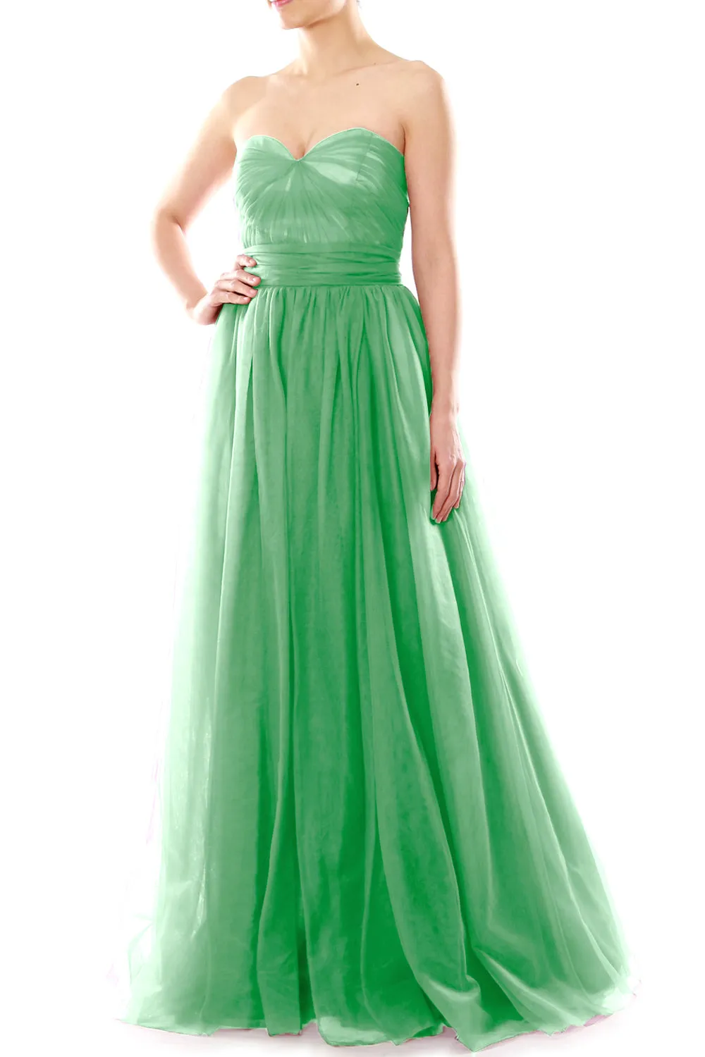MACloth Women Flowy Sweetheart Convertible Long Wedding Party Bridesmaid Dress
