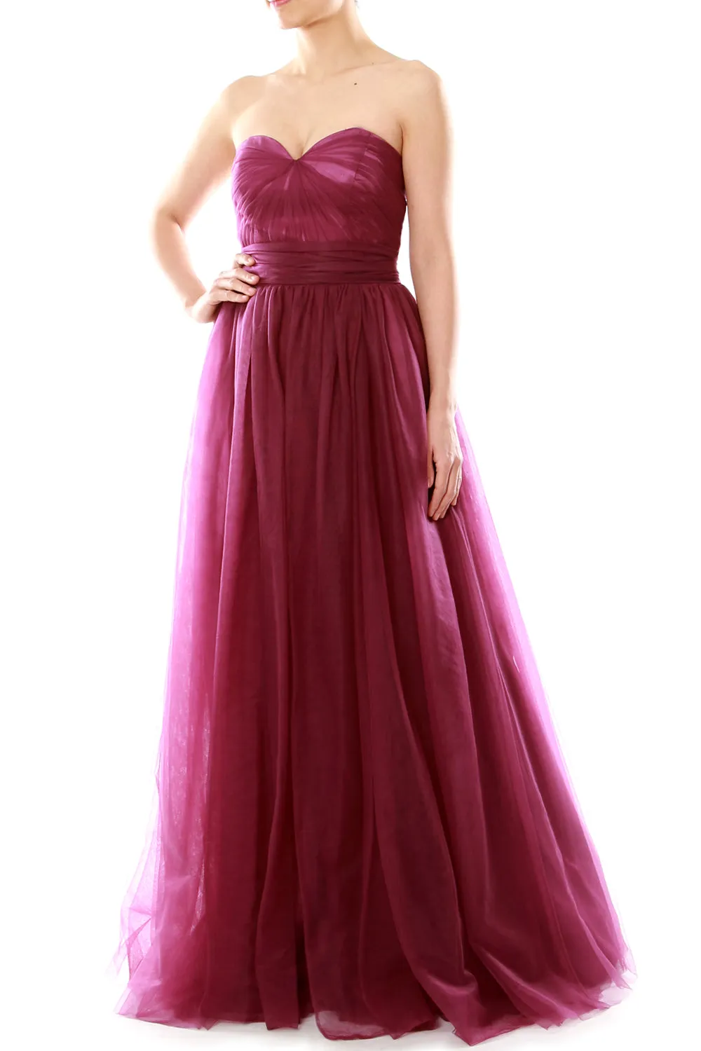 MACloth Women Flowy Sweetheart Convertible Long Wedding Party Bridesmaid Dress