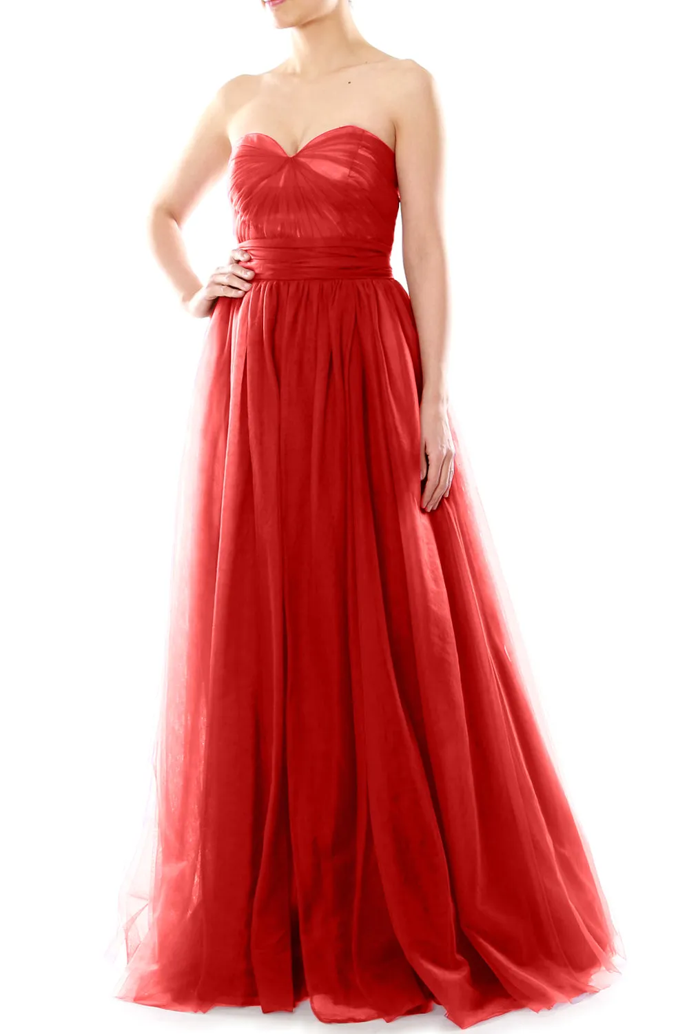 MACloth Women Flowy Sweetheart Convertible Long Wedding Party Bridesmaid Dress
