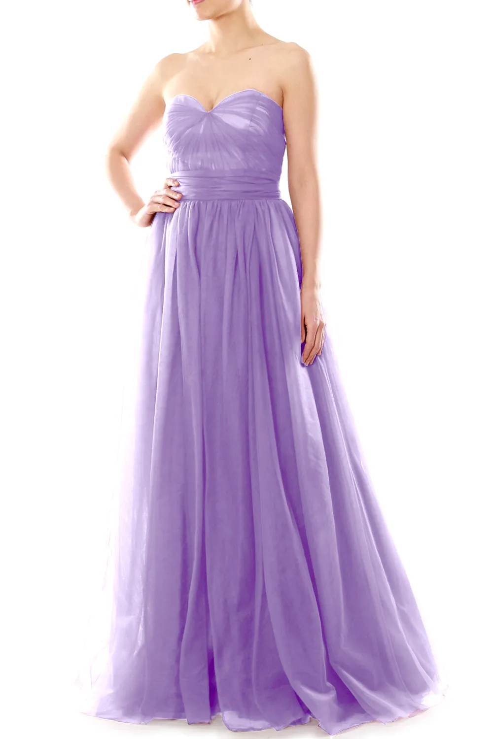 MACloth Women Flowy Sweetheart Convertible Long Wedding Party Bridesmaid Dress