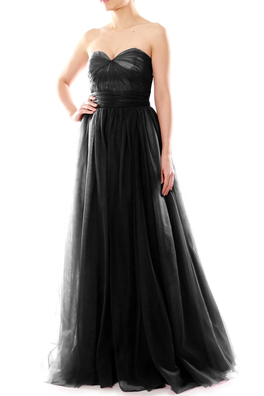 MACloth Women Flowy Sweetheart Convertible Long Wedding Party Bridesmaid Dress