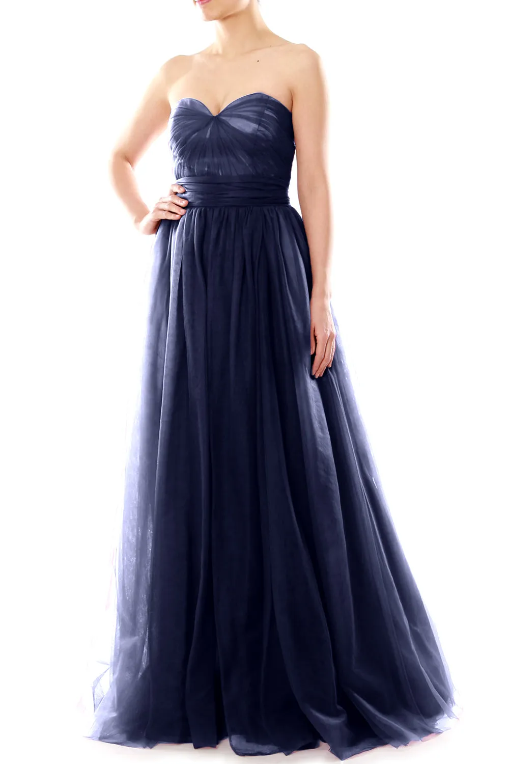 MACloth Women Flowy Sweetheart Convertible Long Wedding Party Bridesmaid Dress