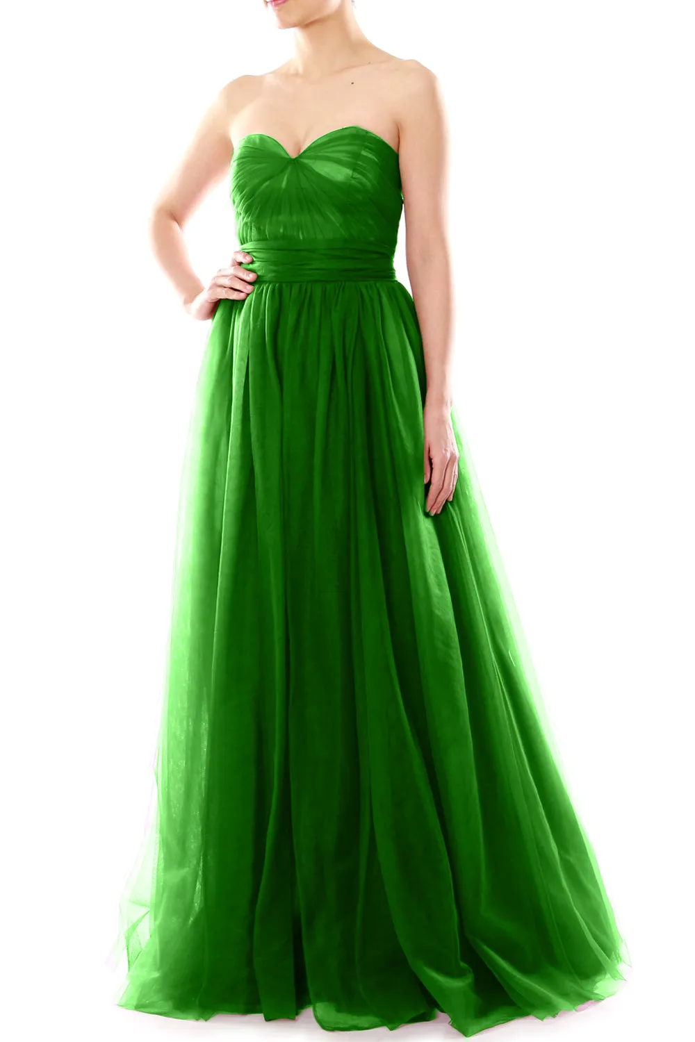 MACloth Women Flowy Sweetheart Convertible Long Wedding Party Bridesmaid Dress