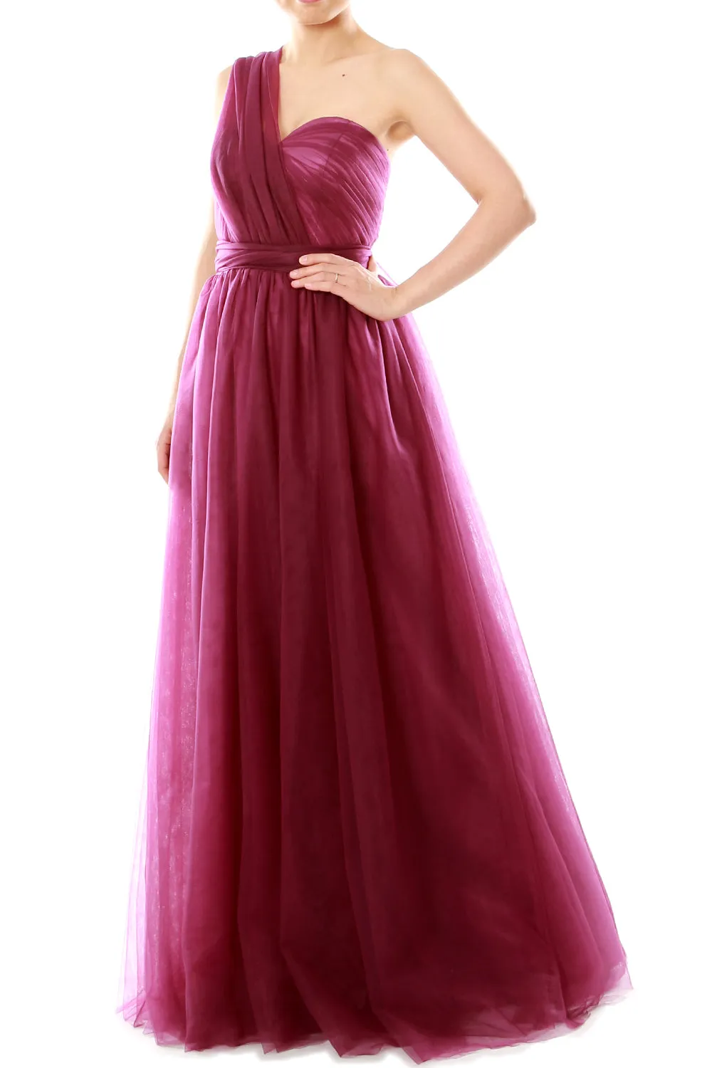 MACloth Women Flowy Sweetheart Convertible Long Wedding Party Bridesmaid Dress