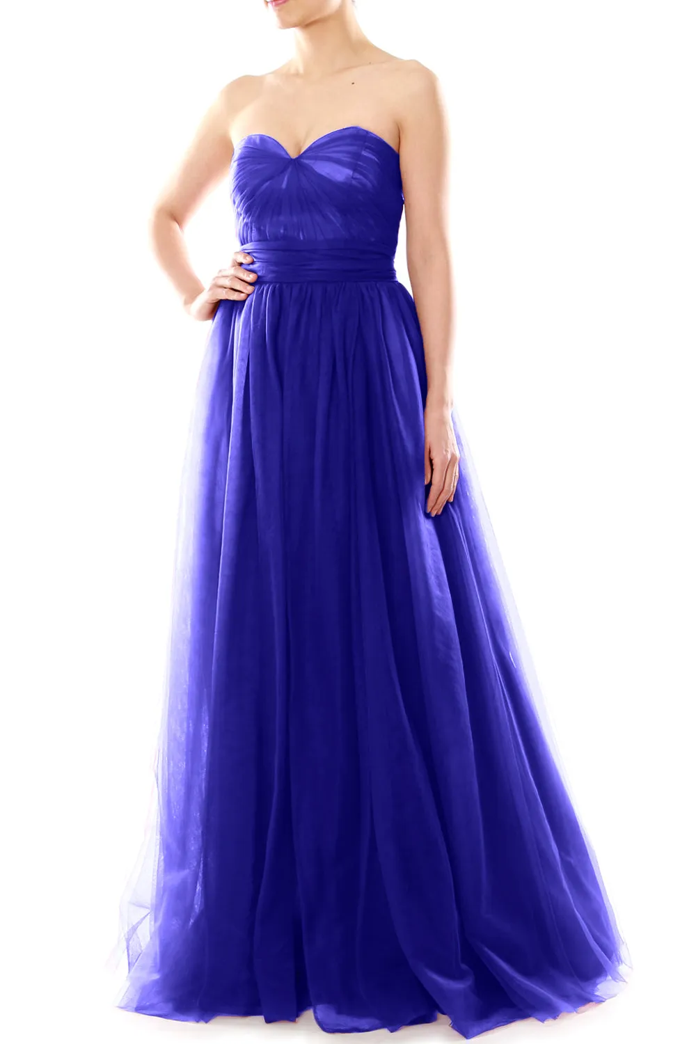 MACloth Women Flowy Sweetheart Convertible Long Wedding Party Bridesmaid Dress