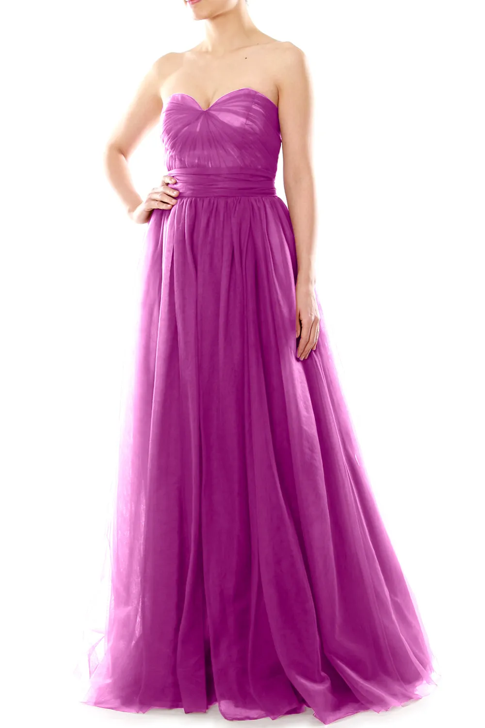 MACloth Women Flowy Sweetheart Convertible Long Wedding Party Bridesmaid Dress
