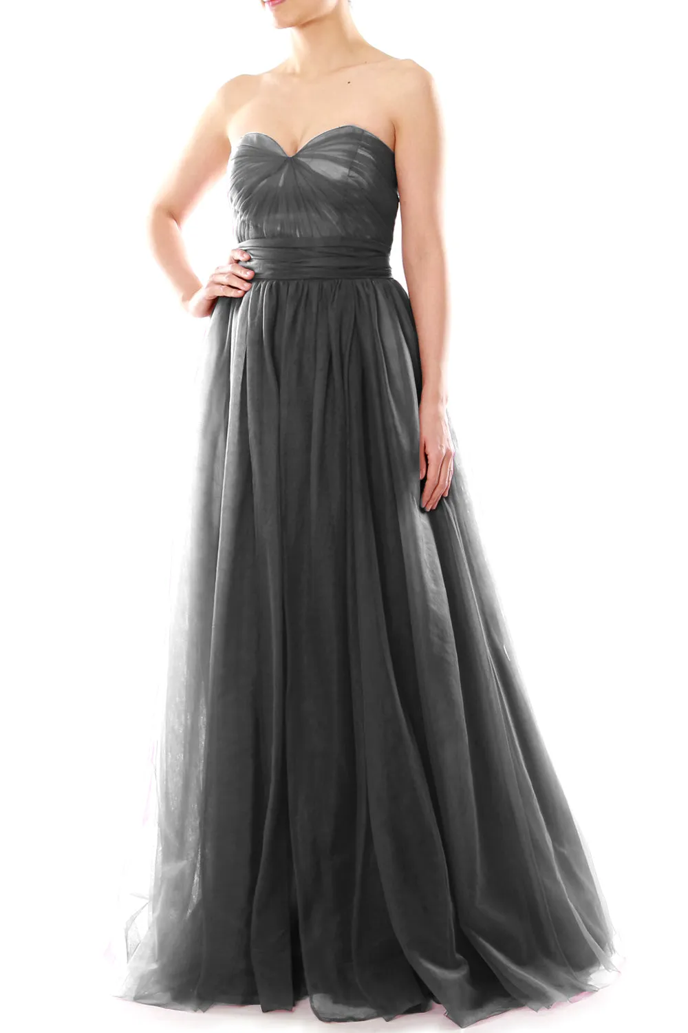 MACloth Women Flowy Sweetheart Convertible Long Wedding Party Bridesmaid Dress
