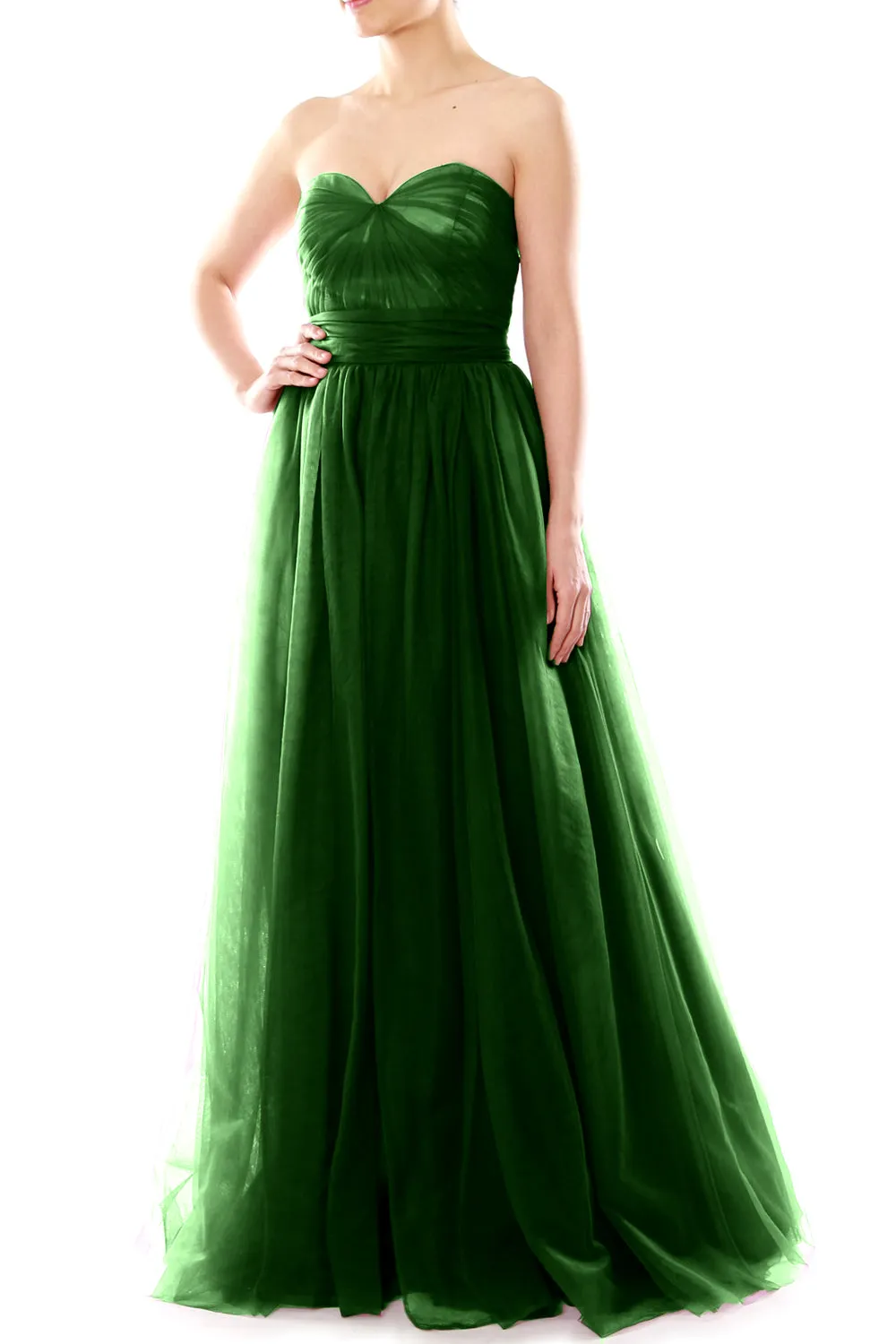 MACloth Women Flowy Sweetheart Convertible Long Wedding Party Bridesmaid Dress
